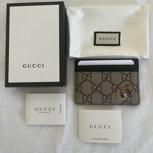 Gucci GG Supreme Tiger Print Card Case Holder Dust bag Box Ltd Ed BNWOT